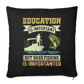 L’éducation est importante, mais la pêche à l’achigan l’est - Housse de coussin décorative 45 x 45 cm - noir - Devant