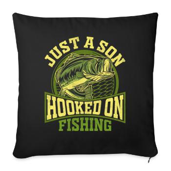 Juste un fils accro à la pêche - Housse de coussin décorative 45 x 45 cm - noir - Devant