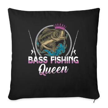 Reine de la pêche à l’achigan - Housse de coussin décorative 45 x 45 cm - noir - Devant