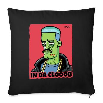 Dessin animé drôle cool de gars de gang dans le club - Housse de coussin décorative 45 x 45 cm - noir - Devant