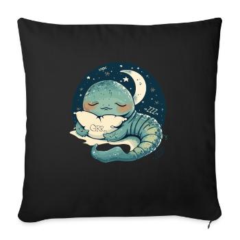 Sleepy worm with a pillow and the moon - Sofa pillowcase 17,3'' x 17,3'' (45 x 45 cm) - black - Front