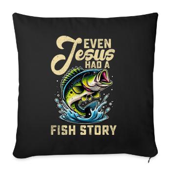 Même Jésus avait une histoire de poisson - Housse de coussin décorative 45 x 45 cm - noir - Devant