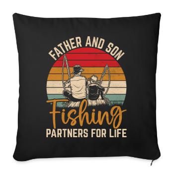 Père et fils Partenaires de pêche pour la vie - Housse de coussin décorative 45 x 45 cm - noir - Devant