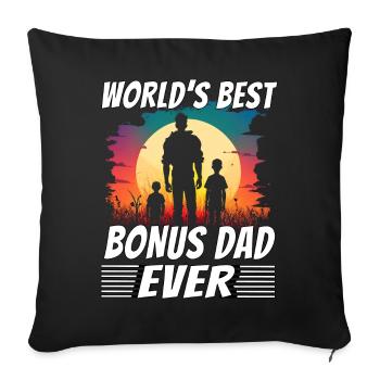 Le meilleur papa bonus au monde - Housse de coussin décorative 45 x 45 cm - noir - Devant