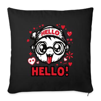 Le drôle de garçon bizarre bonjour-bonjour - Housse de coussin décorative 45 x 45 cm - noir - Devant