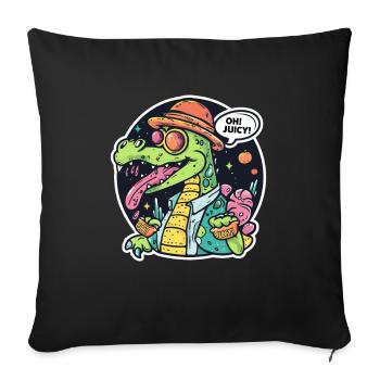 Alligator drôle aimant le jus - Housse de coussin décorative 45 x 45 cm - noir - Devant