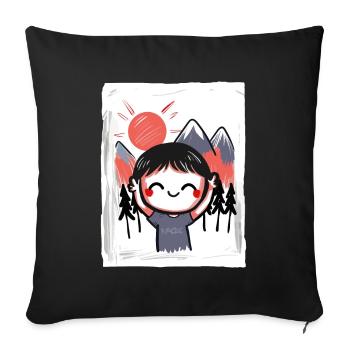 Funny, happy child in nature - Sofa pillowcase 17,3'' x 17,3'' (45 x 45 cm) - black - Front