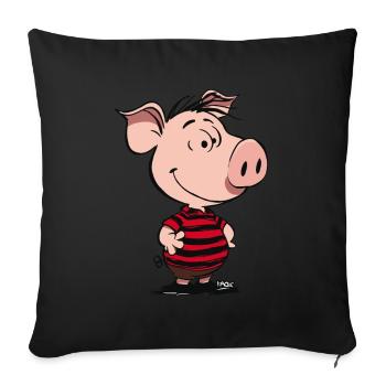 Little Funny Pig Boy - Sofa pillowcase 17,3'' x 17,3'' (45 x 45 cm) - black - Front