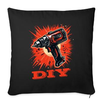 Do It Yourself: Akkuschrauber, Handwerker - Sofakissenbezug 45 x 45 cm - Schwarz - Vorne