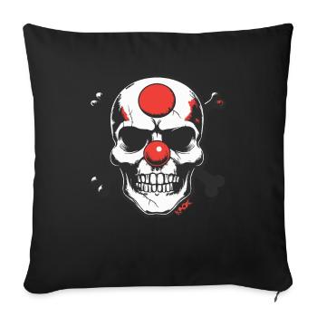 Nez de clown rouge, crâne et os - Housse de coussin décorative 45 x 45 cm - noir - Devant