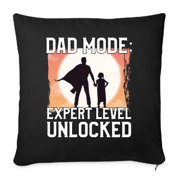 Mode papa Niveau expert débloqué - Housse de coussin décorative 45 x 45 cm - noir - Devant
