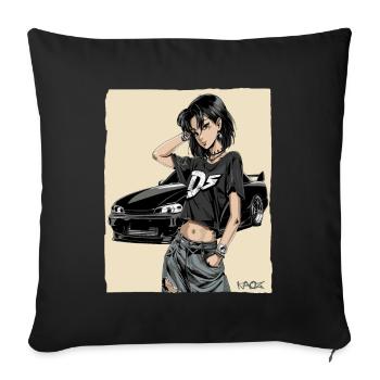 Anime Driver: Japanese JDM Car - Sofa pillowcase 17,3'' x 17,3'' (45 x 45 cm) - black - Front