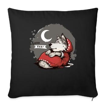 Grand méchant loup endormi : Grand-mère Lune et étoiles - Housse de coussin décorative 45 x 45 cm - noir - Devant