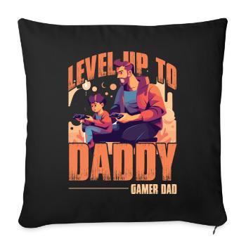 Passez au niveau supérieur à papa gamer papa - Housse de coussin décorative 45 x 45 cm - noir - Devant