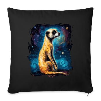 The sky is starry and a meerkat - Sofa pillowcase 17,3'' x 17,3'' (45 x 45 cm) - black - Front