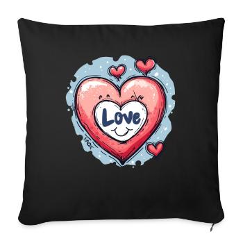 Cœur d’amour - Housse de coussin décorative 45 x 45 cm - noir - Devant