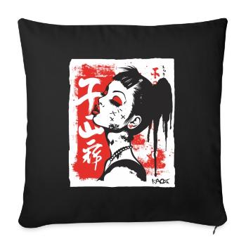 Fille japonaise cool - Housse de coussin décorative 45 x 45 cm - noir - Devant
