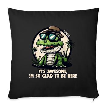 Heureux d’être ici : Cool Alligator - Housse de coussin décorative 45 x 45 cm - noir - Devant