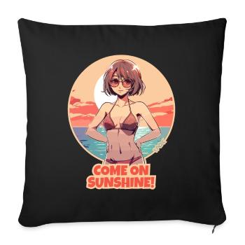 « Allez », dit la fille du soleil - Housse de coussin décorative 45 x 45 cm - noir - Devant