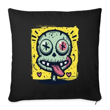Hearts and a naughty crazy freak - Sofa pillowcase 17,3'' x 17,3'' (45 x 45 cm) - black - Front