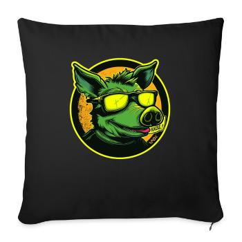Green Cool Pig: All Poop - Sofa pillowcase 17,3'' x 17,3'' (45 x 45 cm) - black - Front