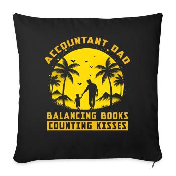 Comptable Papa équilibrant Livres comptant Bisous - Housse de coussin décorative 45 x 45 cm - noir - Devant