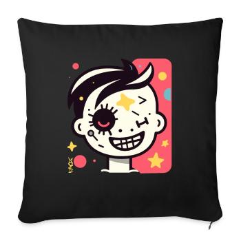 Abstract Funny Cool Cartoon Kid - Sofa pillowcase 17,3'' x 17,3'' (45 x 45 cm) - black - Front