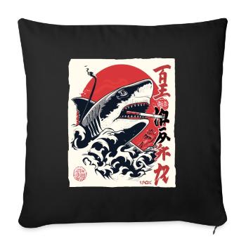 Cool fumer le requin japonais - Housse de coussin décorative 45 x 45 cm - noir - Devant