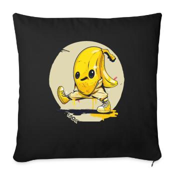 Drôle de promenade Street Art Banane - Housse de coussin décorative 45 x 45 cm - noir - Devant