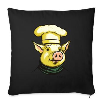 Drôle Cool Chef Cochon Chef - Housse de coussin décorative 45 x 45 cm - noir - Devant