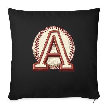 A auf einem Baseball - Sofakissenbezug 45 x 45 cm - Schwarz - Vorne
