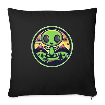 Extraterrestre mignon joyeux dans la nature - Housse de coussin décorative 45 x 45 cm - noir - Devant