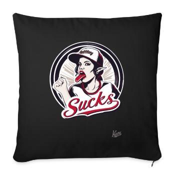 Baseball mascot girl: Training is annoying - Sofa pillowcase 17,3'' x 17,3'' (45 x 45 cm) - black - Front