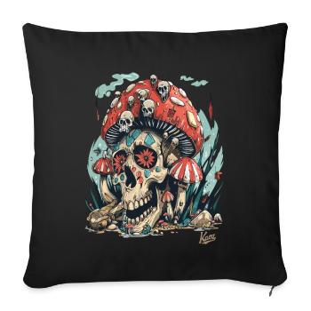 Forest of Horrible Skull Skull Mushrooms - Sofa pillowcase 17,3'' x 17,3'' (45 x 45 cm) - black - Front