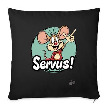Mungo Nagetier Ratte: Servus! - Sofakissenbezug 45 x 45 cm - Schwarz - Vorne