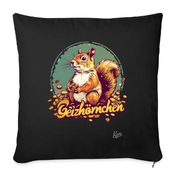 Reich geizig Münzen Gold Eichhörnchen Geizhörnchen - Sofakissenbezug 45 x 45 cm - Schwarz - Vorne