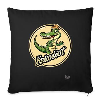 Lustiger Alligator: Kroko-Idiot - Sofakissenbezug 45 x 45 cm - Schwarz - Vorne