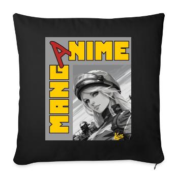 Manga Anime Motor Racer Girl - Sofa pillowcase 17,3'' x 17,3'' (45 x 45 cm) - black - Front