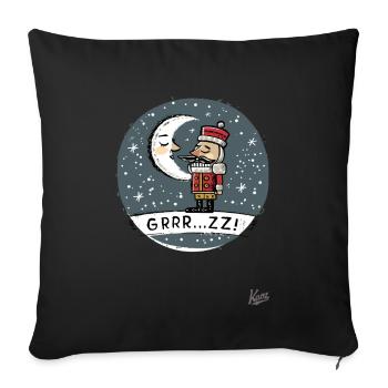 Schläfriger Nussknacker mit Mond und Sternen - Sofakissenbezug 45 x 45 cm - Schwarz - Vorne