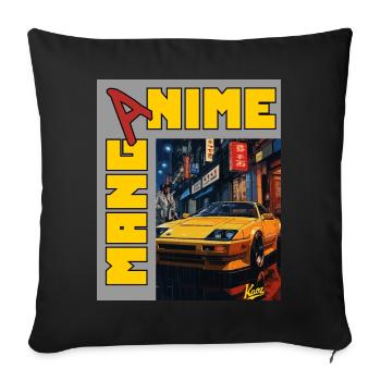 Manga Anime JDM Voiture de course de rue des années 90 - Housse de coussin décorative 45 x 45 cm - noir - Devant