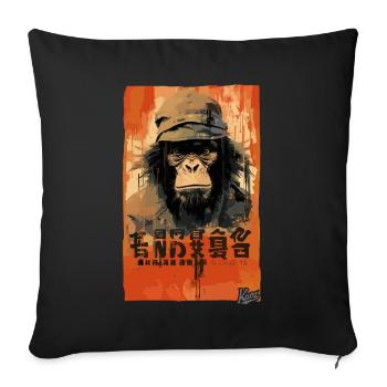 Fausse affiche de film du singe humain chimpanzé - Housse de coussin décorative 45 x 45 cm - noir - Devant