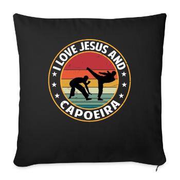 I love Jesus and Capoeira - Sofa pillowcase 17,3'' x 17,3'' (45 x 45 cm) - black - Front