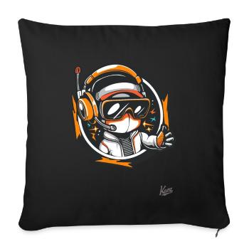 Space sci-fi type with headset and radio - Sofa pillowcase 17,3'' x 17,3'' (45 x 45 cm) - black - Front