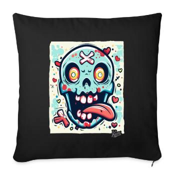 Crazy, Funny, Crazy-Colorful Skull - Sofa pillowcase 17,3'' x 17,3'' (45 x 45 cm) - black - Front