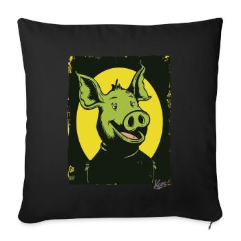 Funny, Happy, Weird Cartoon Pig - Sofa pillowcase 17,3'' x 17,3'' (45 x 45 cm) - black - Front