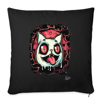 Crazy cat crossed out eyes from hell - Sofa pillowcase 17,3'' x 17,3'' (45 x 45 cm) - black - Front