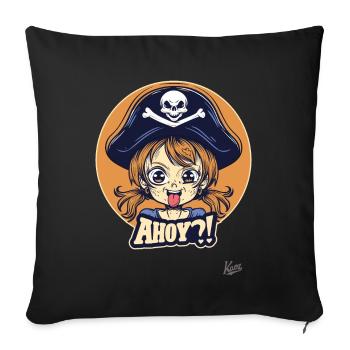 Little Cute Naughty Pirate Girl Says Ahoy - Sofa pillowcase 17,3'' x 17,3'' (45 x 45 cm) - black - Front