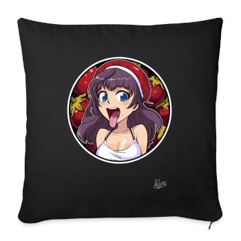 The cartoon girl who loves fruits more than anything - Sofa pillowcase 17,3'' x 17,3'' (45 x 45 cm) - black - Front