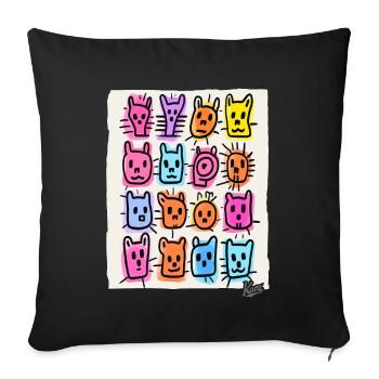 Funny, silly animals and animal faces - Sofa pillowcase 17,3'' x 17,3'' (45 x 45 cm) - black - Front