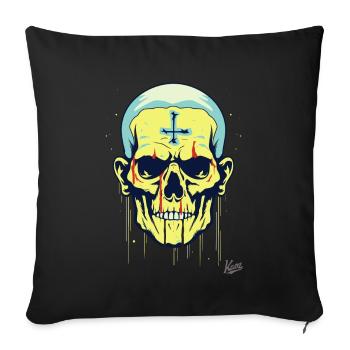Un crâne de dessin animé cool - Housse de coussin décorative 45 x 45 cm - noir - Devant